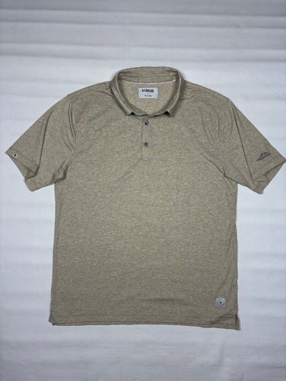 Linksoul Delray Polo Shirt Mens Medium Brown Tan Heather Performance Golf LS1381
